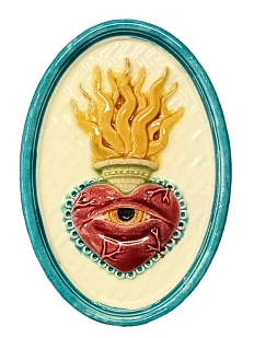 Панно ручной работы Фарфор Булыгина «Сердце с глазом», керамика, разноцветное, 12 см