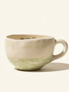 Кружка ручной работы Мастерская Виктории Нор «Pause», перламутровая с зелеными разводами, керамика, 350мл