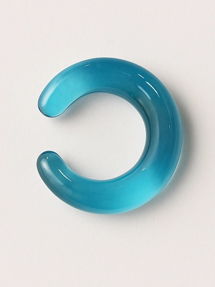 Кафф Лампджой глянцевый, стекло, голубой прозрачный, фото 1.