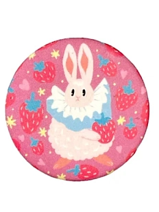 Закатной значок «Кролик с клубникой», металл, 35 мм