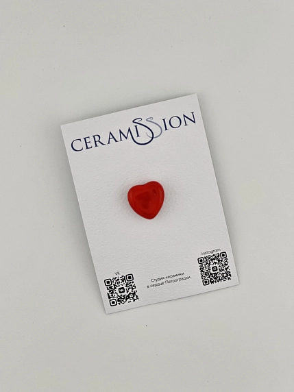 Брошь ручной работы Ceramission «Красное сердечко», керамика, фото 4.