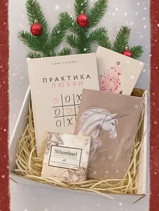 Подарочный набор на Новый год с книгой «Практика любви», шоколадом и блокнотом