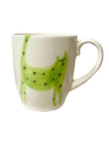 Кружка ручной работы Донышко-горлышко «Кот Краш Зелёный», белая, керамика, 400, фото 1.