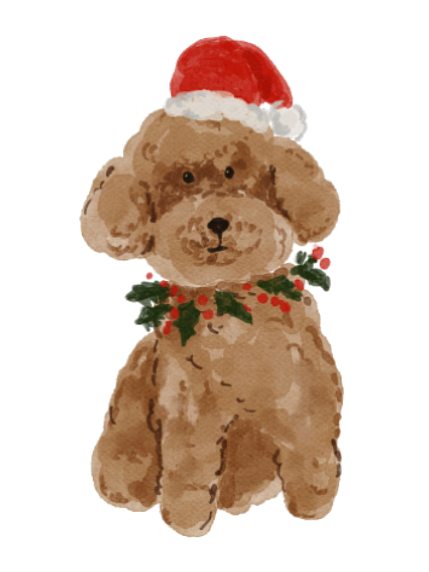 3D Стикер на телефон «Новогодний пудель», фото 1.