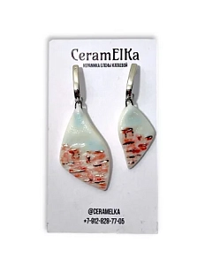Серьги КерамЕлКа «Городские контуры», фарфор, бело-серебристые