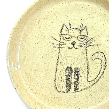 Тарелка ручной работы «Котик», керамика, фото 2.