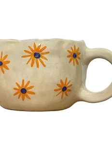 Кружка ручной работы Малёма с росписью Оранжевые цветы, керамика, 250 мл