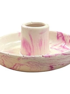 Подсвечник круглый, розовый