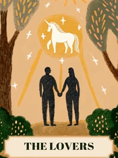 Открытка Таро Влюбленные (The Lovers)