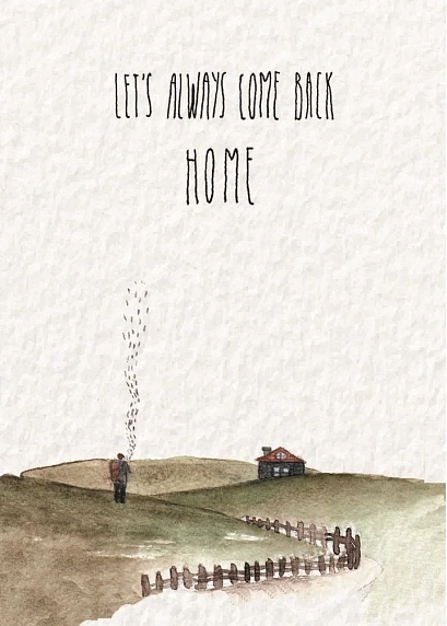 Открытка ЙЕТТИ «Let's always come back home», белая, А6, фото 1.