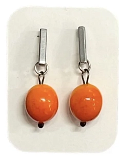 Серьги-гвоздики Керко облепиха, стекло