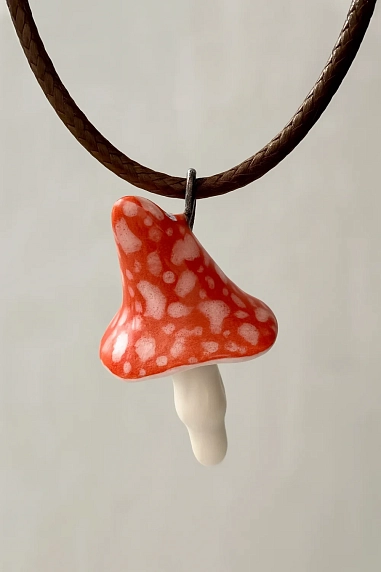 Подвеска ручной работы Боттери керамика «‎Мухомор»‎, керамика, фото 1.