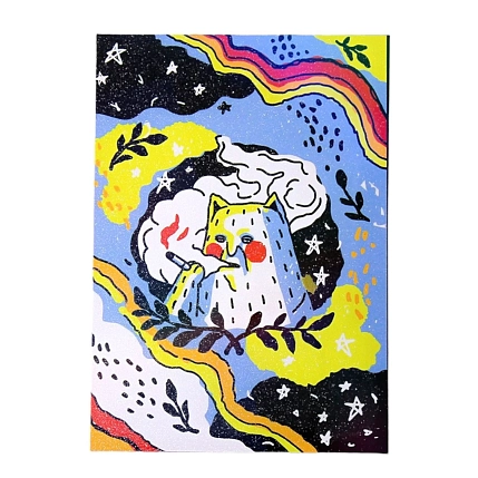 Магнит ШКЯ «Котик с сижкой», 10 х 7 см, фото 1.