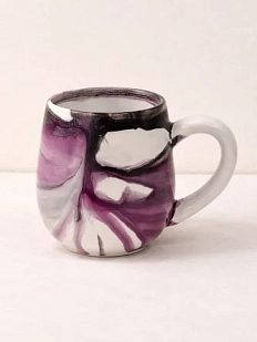 Кружка ручной работы с разводами Кафель «Космос», бело-фиолетовая, керамика, 500 мл