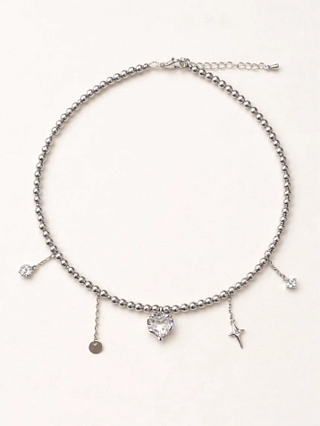 Чокер Мигетт «Сердечко, звездочка, шар», из тёмного гематита с подвесками, фото 2.