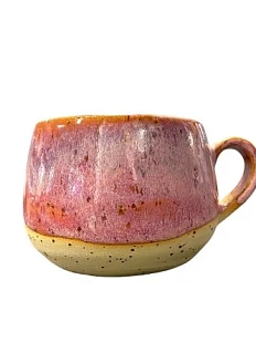 Кружка-капелька мини, розовая, керамика, 130 мл