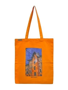 Сумка шоппер с дворами Петербурга «Дом на Лесном проспекте», оранжевый