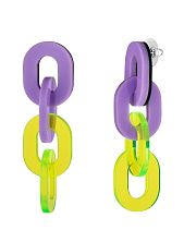 Серьги Monolama «Цепи», переработанный пластик, неон-лаванда