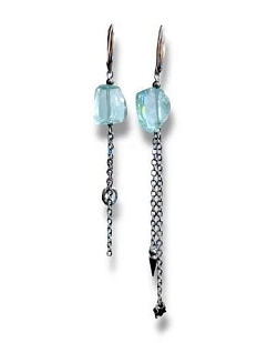 Серьги-конго Бур.Мур  «Байкал», латунь, аквакварц