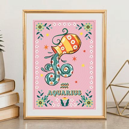 Постер интерьерный со знаком зодиака «Водолей», А4, фото 2.