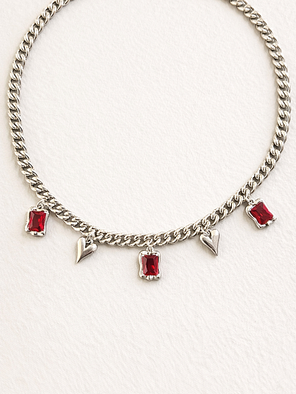 Цепь с подвеской из сердечек и красного камня Migette, фото 2.