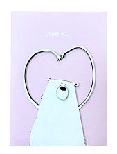 Открытка ВОЕ с деревянными элементами «Лав ю», открывающаяся