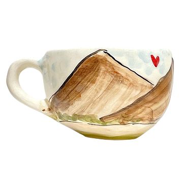 Кружка ручной работы Мальчик с собакой в походе, керамика, 350 мл, фото 3.