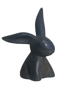 Статуэтка ручной работы Кролик, чёрная матовая, керамика