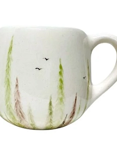 Кружка ручной работы Катя Вебер «Лес», белая, полуфарфор, 350 мл, круглая