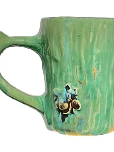 Кружка ручной работы Муха, зелёная, керамика, 300 мл