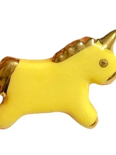 Брошь ручной работы «Единорог», жёлтая, фарфор