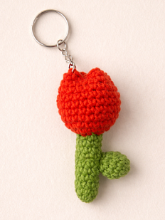 Вязаный брелок Цилинская «Тюльпан», красный, 7 см