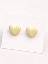 Серёжки-гвоздики Сердечки, керамика, лимонные, превью фото 2