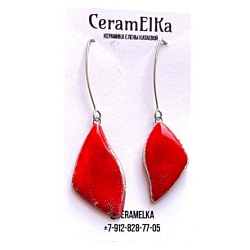 Серьги асимметричные «Лепестки», керамика, красные