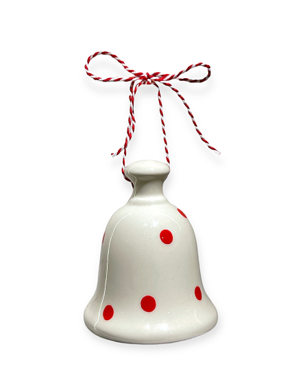 Ёлочная игрушка колокольчик «Красные точки», керамика, фото 1.