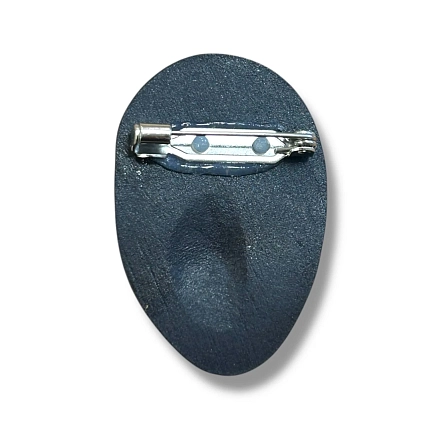 Брошь ручной работы КерамЕлКа «Лицо большое», чёрная, матовая, фарфор, фото 3.