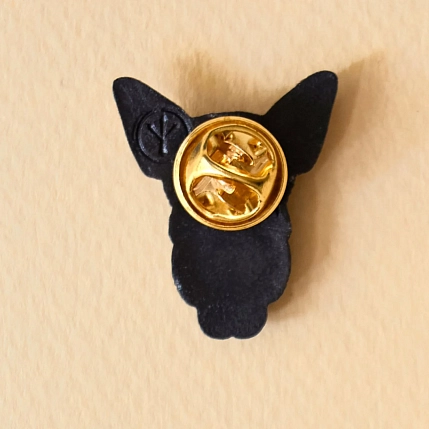 Брошь ручной работы Фарфор Булыгина «Кошка 6 глаз», чёрно-серебристая, фото 5.