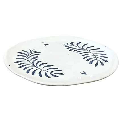 Блюдце Августа с синей росписью Сердечки, белое, 13 см, фото 3.