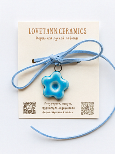 Чокер ручной работы «Лазурный цветок», полуфарфор