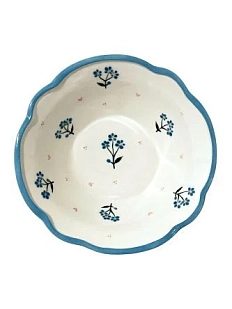 Пиала ручной работы Slowday Ceramics «Голубые цветочки», полуфарфор, 17 см