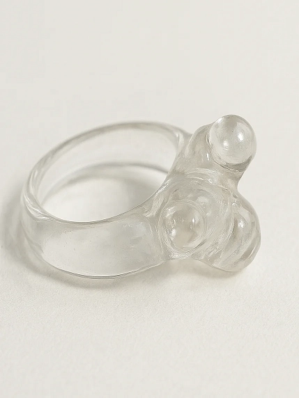 Кольцо ручной работы ПетПоллиПокет Пузыри с жемчужинками, полимерная глина, фото 2.