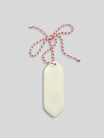 Ёлочная игрушка конфета, белая, белая керамика, фото 1.