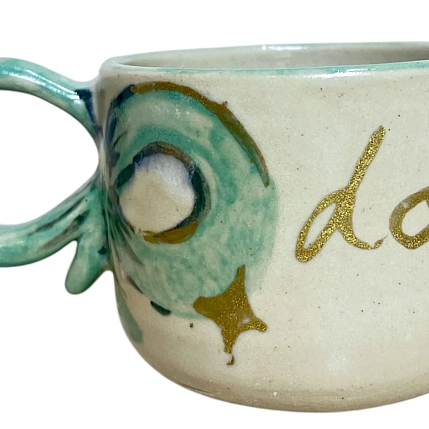 Кружка ручной работы c надписью «Lovely», зелёная, керамика, 250 мл, фото 2.