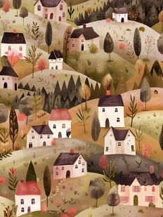 Картхолдер двойной DARI DARI «Пейзаж с домиками», экокожа