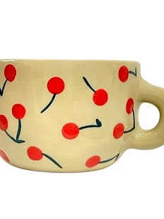 Кружка ручной работы Малёма с росписью Вишенки, керамика, 550 мл