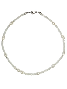 Чокер ручной работы из сверкающих бусин, белый, бисер