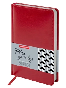 Ежедневник недатированный BRAUBERG «Rainbow», красный, А5