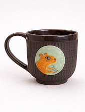 Кружка ручной работы Коврижка «Капибара», керамика, серо-коричневая