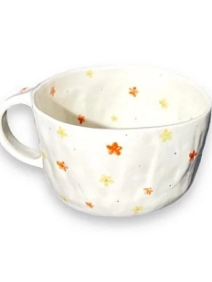 Кружка ручной работы «Цветочки», рыже-жёлтая, керамика, 400 мл