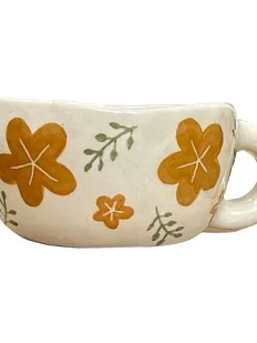 Кружка ручной работы Малёма с росписью Коричневые цветы и веточки, керамика, 250 мл